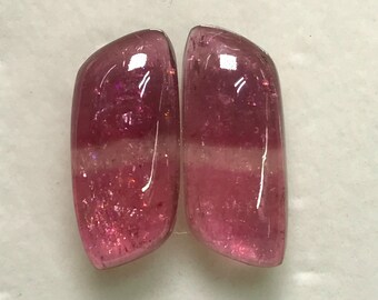 TOURMALINE - Perfect Matched Pair - So beautiful Natural Pink Color From Brazil -Nice Transparent perfect For Jewellery - size 9x21 mm