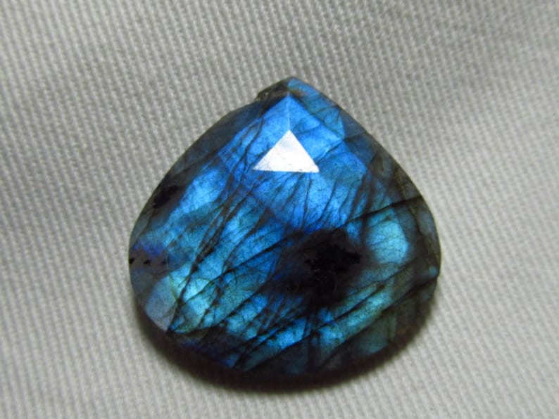 Faceted Heart Shape Briolett Focal Drilled Amazing Strong Flashy Fire Huge Size 30 mm DRILLED So Gorgeous Nice Quality LABRADORITE