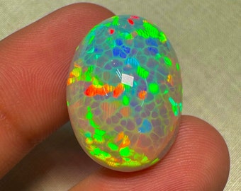 OPAL Welo Ethiopian - Rare Unique Pcs Best Quality -  Full Flash Galaxy Pin Fire - Oval Shape Cabochon  Size - 18x25 mm Height- 12