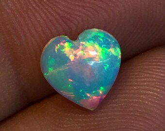 Opal Welo Ethiopian-  Amazing Green Red Mix Fire -AAA - High Quality - Heart Cabochon Size - 8x8 mm Hight - 4.5 mm
