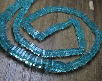 SUPER NEW --16 Inches --RARE Finest --Sky Green Blue Apatite Heishi Cube Beads --Size 3.5-4mm Approx