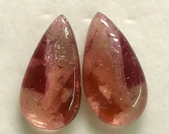 TOURMALINE - Perfect Matched Pair - So beautiful Natural Pink Color From Brazil -Nice Transparent perfect For Jewellery - size 12x22 mm