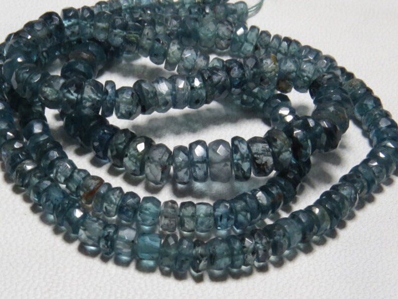 16 inches Long High Quality Natural Green Color Micro Faceted Rondelle Beads super sparkle size 3-5.5 mm Kyanite Green AAA