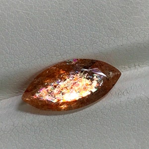 SUNSTONE Truly High Quality Natural Golden Color Full Flash Fire Faceted Fine Cut Stone Huge Size 7.5x15.5 mm Height 4.5 mm image 3