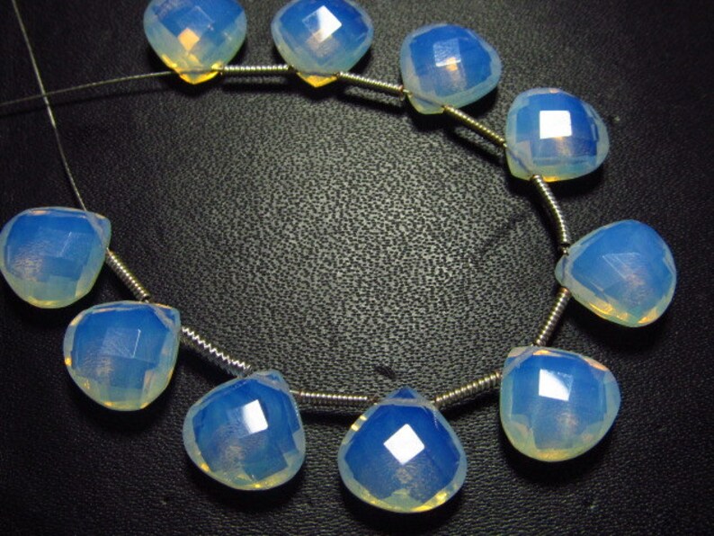 Opalite Quartz 5 Matched Pairs Brand New Faceted Heart Briolettes amazing Gorgeous sparkle Huge Size 10x10 mm