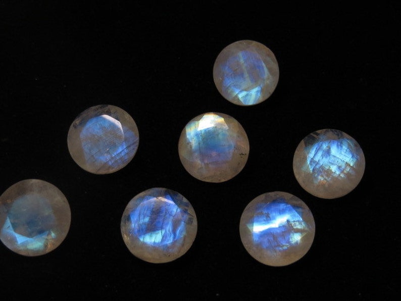 AAA Rainbow MOONSTONE High Quality So Gorgeous Round Cut Stone Super Sparkle Full Blue Flashy Fire size 14x14 mm 5 pcs