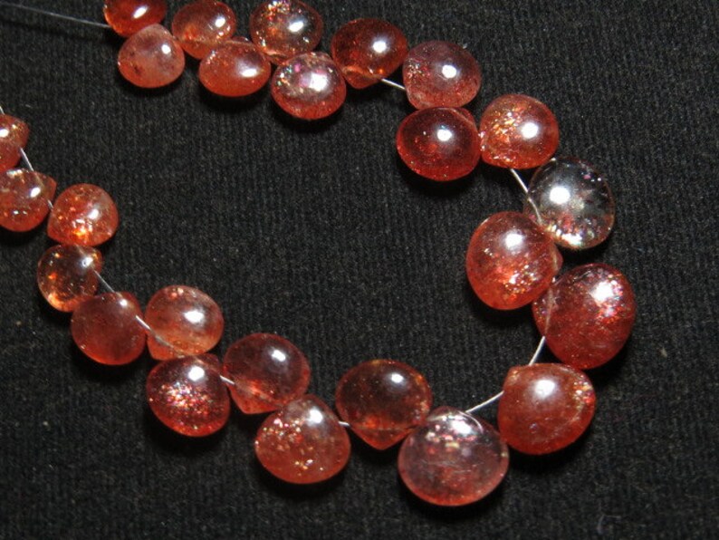 High Quality So Gorgeous Smooth Polished Heart Shape Briolettes Amazing Strong Full Flash Fire size 7-10 mm 25 pcs SUNSTONE AAAAA