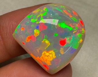 OPAL Welo Ethiopian - Rare Unique Pcs Best Quality -  Full Flash Galaxy Pin Fire - Fancy  Shape Cabochon  Size -20.5x21 mm Height-10