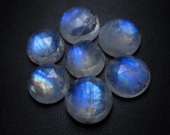 11mm - 5pcs - AAA high Quality Rainbow Moonstone Super Sparkle Rose Cut Faceted Round -Each Pcs Full Flashy Gorgeous Fire