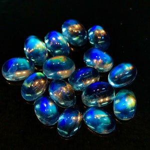 Rainbow Moonstone - AAAAA - High Quality Full Blue Flash Fire Cabochon oval size - 4x6 mm - 10 pcs