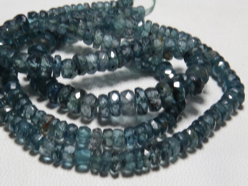 16 inches Long High Quality Natural Green Color Micro Faceted Rondelle Beads super sparkle size 3-5.5 mm Kyanite Green AAA
