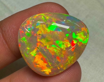 OPAL Welo Ethiopian - Rare Unique Pcs Best Quality -  Full Flash Galaxy Pin Fire - Fancy  Shape Cabochon  Size -21.5x24 mm Height- 9