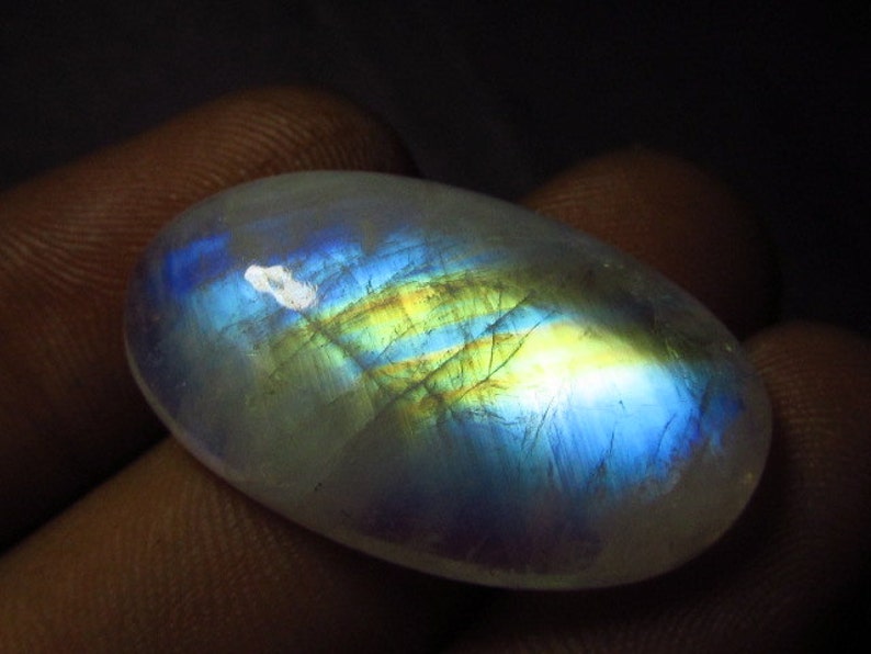 Rainbow Moonstone High Quality Gorgeous Rainbow Fire Strong Flash Oval shape Cabochon 16x28 mm Huge Size