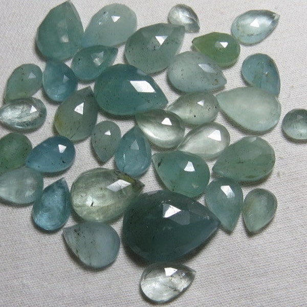 Natural - Blue AQUAMARINE - So Gorgeous Pear Rose Cut Cabochon Gorgeous Blue Color sparkle Huge Size 7x9 - 15x20 mm - 33 pcs