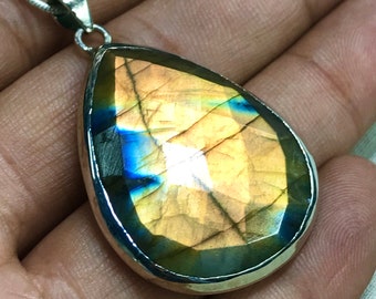 Ciondolo a goccia in opalite: collana boho in argento sterling - Italia