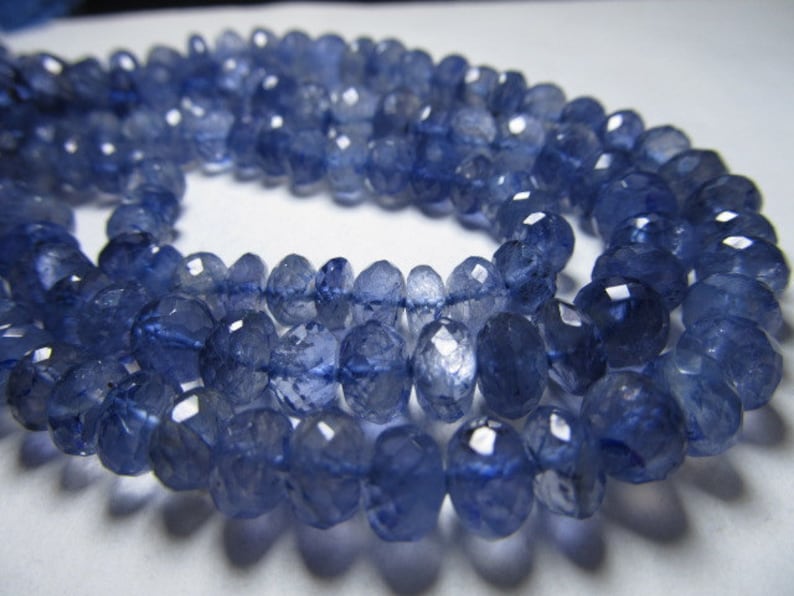 8 inches Long Strand Natural Deep Blue Colour Micro Cut Faceted Rondelle Beads Super sparkle huge size Beads size 7-8 mm approx Iolite