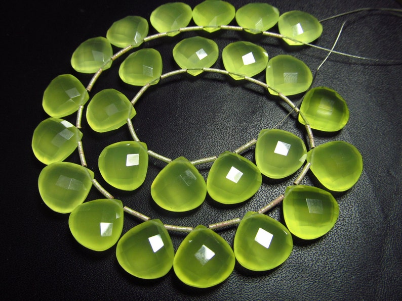10 Matched Pairs Calibrated size 12x12 mm Faceted Heart Briolett Total 20 pcs Gorgeous Green Prehnite CHALCEDONY