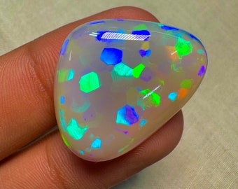 OPAL Welo Ethiopian - Rare Unique Pcs Best Quality -  Full Flash Galaxy Pin Fire - Fancy  Shape Cabochon  Size - 23x29 mm Height- 9.5