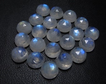 6mm - 20pcs - AA high Quality Rainbow Moonstone Super Sparkle Rose Cut Faceted Round -Each Pcs Full Flashy Gorgeous Fire