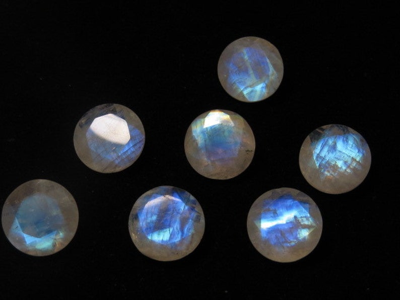 AAA Rainbow MOONSTONE High Quality So Gorgeous Round Cut Stone Super Sparkle Full Blue Flashy Fire size 14x14 mm 5 pcs