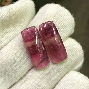 Pink Tourmaline Matched Pair: Natural Gemstone for Jewelry (9x21 mm)