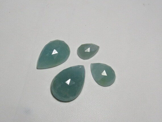 Aigue marine tellement magnifique poire Rose coupe Cabochon magnifique bleu couleur vert couleur bleu naturelle éclat taille énorme 18.5x27 12 x 16 mm 4 pcs gros Lot 128a71 Aigue marine tellement magnifique poire Rose coupe Cabochon magnifique bleu couleur vert couleur bleu naturelle éclat taille énorme 18.5x27 12 x 16 mm 4 pcs gros Lot 128a71