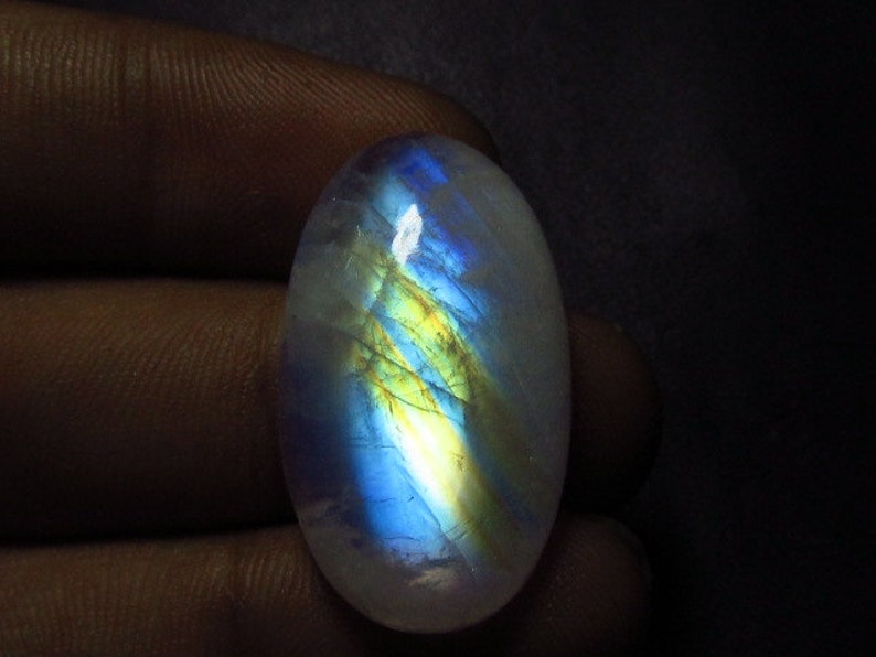 Rainbow Moonstone High Quality Gorgeous Rainbow Fire Strong Flash Oval shape Cabochon 16x28 mm Huge Size