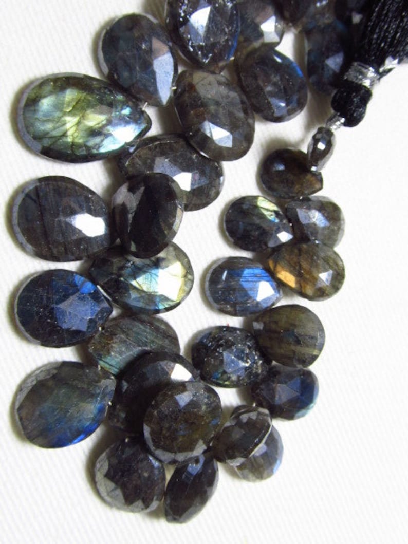 174 Crt LABRADORITE 8-17 mm Mystick Coatted Faceted Pear Briolettes Super Sparkle Nice Multy Flashy Fire Huge Size 8 inches