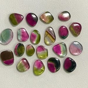 Watermelon Tourmaline Slices: Polished Gemstone Beads (5x6 - 8x9 mm, 26pcs)
