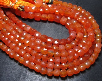 8 Inches AAAA - So - Gorgeous - Orange - Colour - Carnelian Faceted -Cubes - Briolett - 5 mm Approx