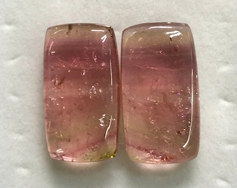 TOURMALINE - Perfect Matched Pair - So beautiful Natural Pink Bio Color From Brazil -Nice Transparent perfect For Jewellery - size 13x23 mm