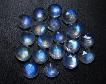 7mm - 60 pcs - AAAA high Quality Rainbow Moonstone Super Sparkle Rose Cut Faceted Round -Each Pcs Full Flashy Gorgeous Fire