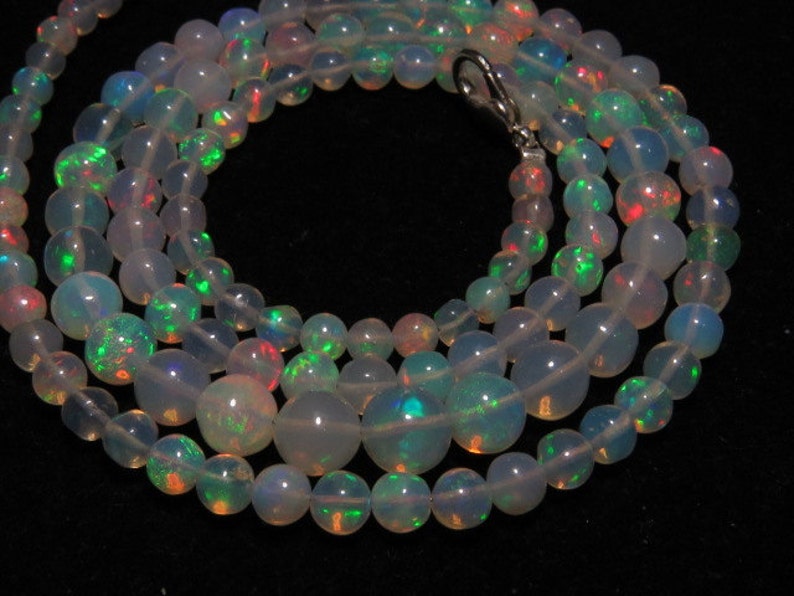 Welo Ethiopian Opal 22 Inches High Quality Smooth Polished Round Ball Beads Full Color Full Flashy Fire size 4 7 mm approx image 5