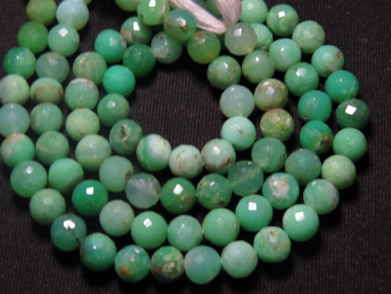 14 inches CHRYSOPHRASE Micro Faceted Round Balll Beads super Sparkle size 6 mm approx So Gorgeous Quality Natural Green