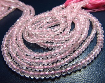 14 inches - so gorgeous - pink colour - Rose quartz - Micro feceted - rondell beads - size 3.5 mm approx