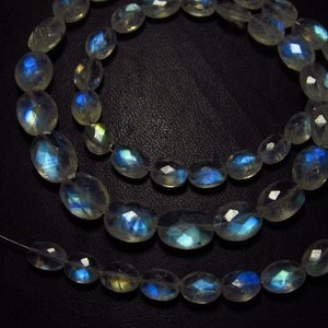 AAAAA High Quality Rainbow MOONSTONE Faceted Oval Briolttes Full Blue Multy strong Fire Sparkle size 5x7 8x11 mm 51 pcs image 4