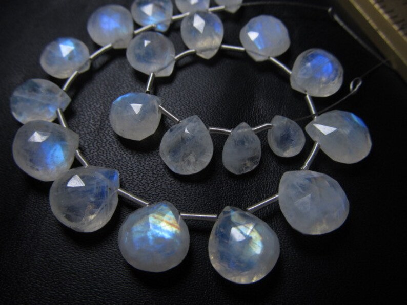 AA-high quality RAINBOW MOONSTONE so gorgeous full flashy fire super sparkle faceted Heart briolett size 10-5 mm 20 pcs