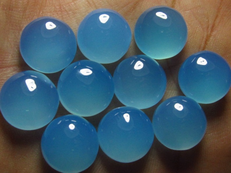 10 Pcs So Gorgeous 15x15 mm BLUE CHALCEDONY Round Cabochon
