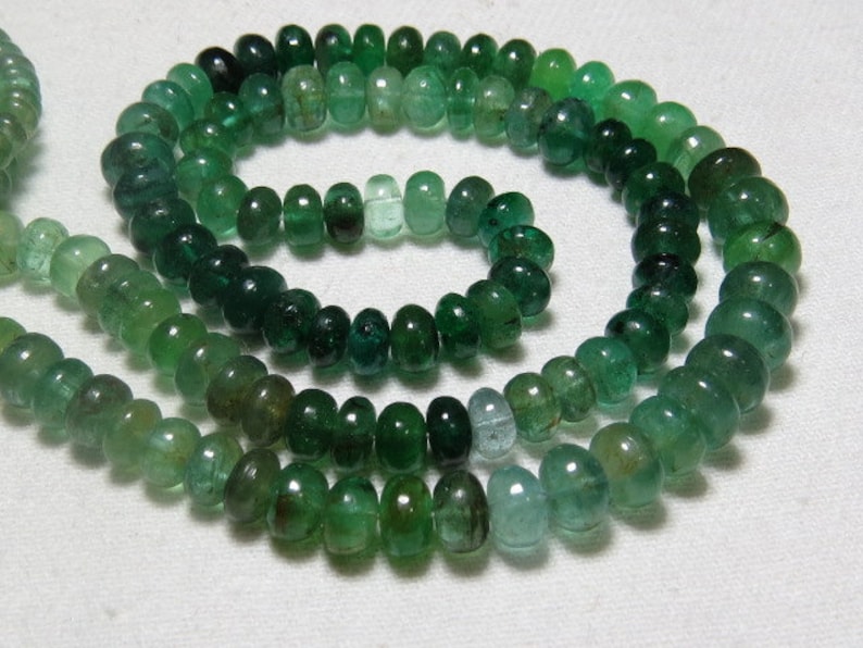 AAAA High Quality Shaded Smooth Polished Rondell Beads Huge Size 5-6 mm approx 16 Inches Full Strand EMERALD