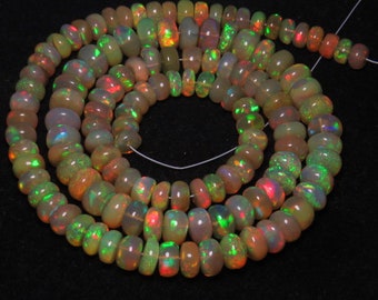 Welo Ethiopian Opal - Rare Amazing Stunning High Grade Quality - Smooth Polished - Rondelle Beads Huge size - 6 - 8 mm - 18.5 inches Long