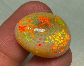 OPAL Welo Ethiopian - Rare Honeycomb Unique Pcs Best Quality -  Full Flash Fire - Fancy  Shape Cabochon  Size - 17x22 mm Height- 10.5