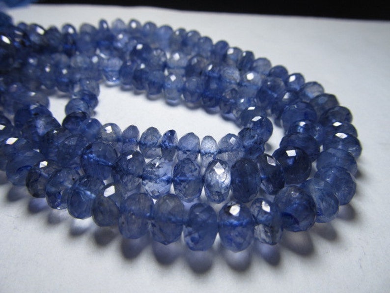 8 inches Long Strand Natural Deep Blue Colour Micro Cut Faceted Rondelle Beads Super sparkle huge size Beads size 7-8 mm approx Iolite