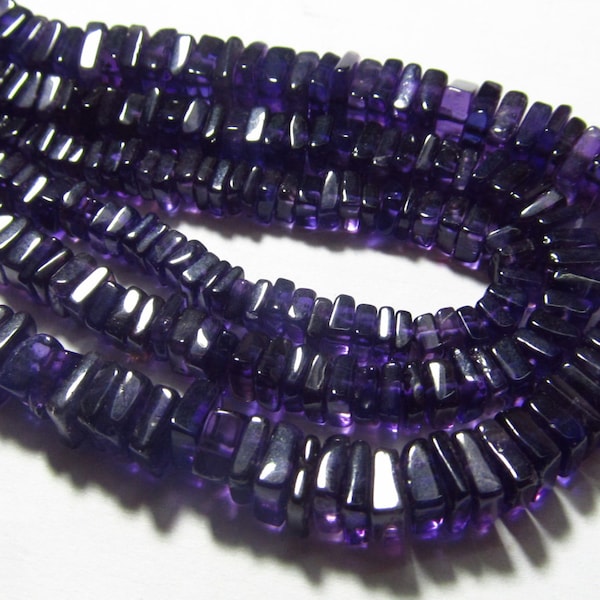 16 inches So Beautiful - Natural - PURPLE AMETHYST  - Smooth Polished Heishi Squar Beads size 5 - 6 mm approx Amazing Item