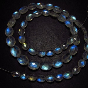 AAAAA High Quality Rainbow MOONSTONE Faceted Oval Briolttes Full Blue Multy strong Fire Sparkle size 5x7 8x11 mm 51 pcs image 2