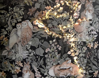 Dark Forest Animal Wallpaper – Scandinavian Kids Nursery Wall Decor