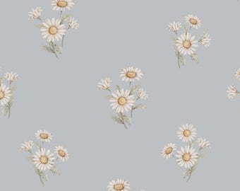 Retro Daisy Wallpaper – Blue Floral Nursery Decor