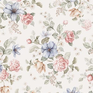 Bouquet Ecru Wallpaper - Kids Room Wallpaper - Floral Wallpaper - Vintage Botanical Wall Decor - Elegant Nursery & Bedroom Wallpaper