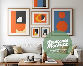 6 Frame Poster Mockup, artwork frame mockup, picture frame mockup, photo frame mockup, gallery wall template, (PSD File) ISO DIN A Sizes