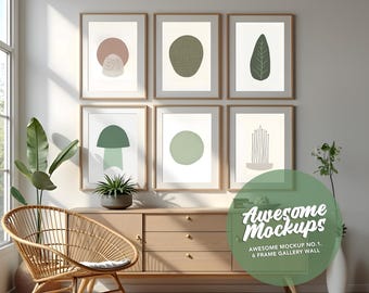 6 Frame Poster Mockup, artwork frame mockup, picture frame mockup, photo frame mockup, gallery wall template, mockup for poster art