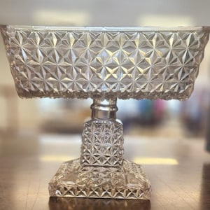 EAPG Diamond Cut Compote Square
